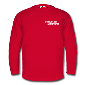 T-Shirt manches longues, rouge avec logos "pilote du dimanche" blancs